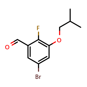 Chemical structure of 5-Bromo-2-fluoro-3-isobutoxybenzaldehyde , CAS 2807441-54-7, AChemBlock X179700