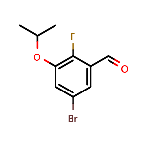 Chemical structure of 5-bromo-2-fluoro-3-isopropoxybenzaldehyde , CAS 2586127-48-0, AChemBlock X179701
