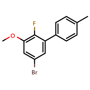 Chemical structure of 5-Bromo-2-fluoro-3-methoxy-4'-methyl-1,1'-biphenyl , CAS 2807465-31-0, AChemBlock X179705
