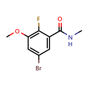 Chemical structure of 5-Bromo-2-fluoro-3-methoxy-N-methylbenzamide , CAS 2586126-06-7, AChemBlock X179709
