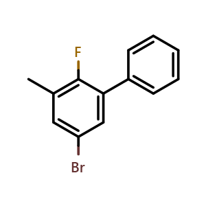 Chemical structure of 5-Bromo-2-fluoro-3-methyl-1,1'-biphenyl , CAS 2643367-81-9, AChemBlock X179710