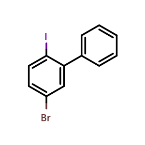 Chemical structure of 5-Bromo-2-iodo-1,1'-biphenyl , CAS 4510-78-5, AChemBlock X179720