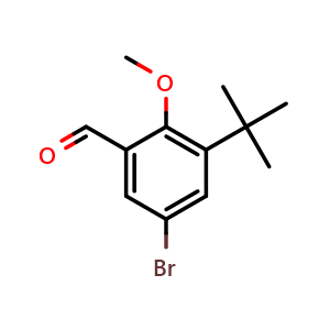Chemical structure of 5-Bromo-3-(tert-butyl)-2-methoxybenzaldehyde , CAS 417715-87-8, AChemBlock X179731
