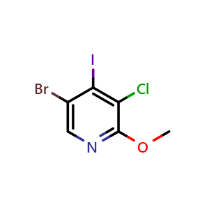 Chemical structure of 5-Bromo-3-chloro-4-iodo-2-methoxypyridine , CAS 2734773-59-0, AChemBlock X179737