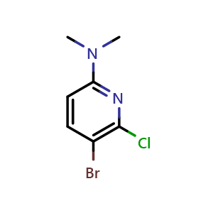Chemical structure of 5-Bromo-6-chloro-N,N-dimethylpyridin-2-amine , CAS 1823889-07-1, AChemBlock X179762