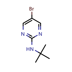 Chemical structure of 5-Bromo-N-(tert-butyl)pyrimidin-2-amine , CAS 14001-72-0, AChemBlock X179769
