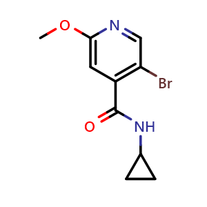 Chemical structure of 5-Bromo-N-cyclopropyl-2-methoxyisonicotinamide , CAS 1707583-15-0, AChemBlock X179777