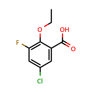 Chemical structure of 5-Chloro-2-ethoxy-3-fluorobenzoic acid , CAS 1782747-41-4, AChemBlock X179802