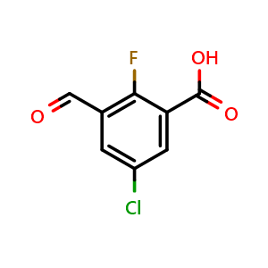 Chemical structure of 5-Chloro-2-fluoro-3-formylbenzoic acid , CAS 2166733-68-0, AChemBlock X179809