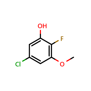 Chemical structure of 5-Chloro-2-fluoro-3-methoxyphenol , CAS 1785505-25-0, AChemBlock X179816