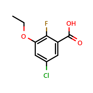 Chemical structure of 5-Chloro-3-ethoxy-2-fluorobenzoic acid , CAS 2384573-95-7, AChemBlock X179836