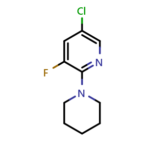 Chemical structure of 5-Chloro-3-fluoro-2-(piperidin-1-yl)pyridine , CAS 1515030-84-8, AChemBlock X179838