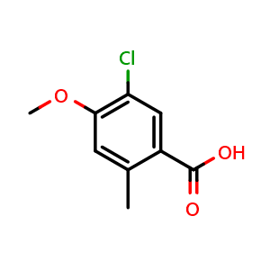Chemical structure of 5-Chloro-4-methoxy-2-methylbenzoic acid , CAS 109803-47-6, AChemBlock X179857
