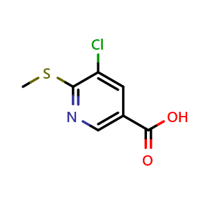 Chemical structure of 5-Chloro-6-(methylthio)nicotinic acid , CAS 1184743-95-0, AChemBlock X179863