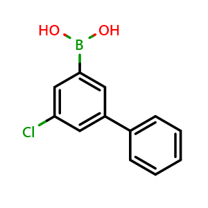 Chemical structure of 5-Chlorobiphenyl-3-ylboronic acid , CAS 1186403-21-3, AChemBlock X179871