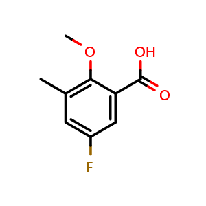 Chemical structure of 5-Fluoro-2-methoxy-3-methylbenzoic acid , CAS 1427382-23-7, AChemBlock X179913