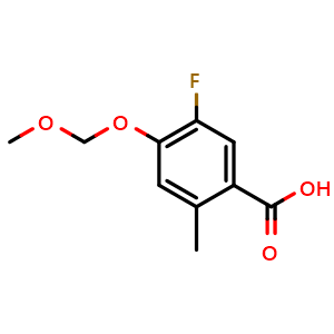 Chemical structure of 5-Fluoro-4-(methoxymethoxy)-2-methylbenzoic acid , CAS 2757730-39-3, AChemBlock X179916