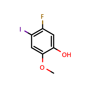Chemical structure of 5-Fluoro-4-iodo-2-methoxyphenol , CAS 2385439-73-4, AChemBlock X179918
