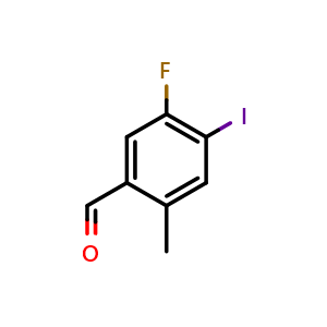 Chemical structure of 5-Fluoro-4-iodo-2-methylbenzaldehyde , CAS 2383912-55-6, AChemBlock X179919