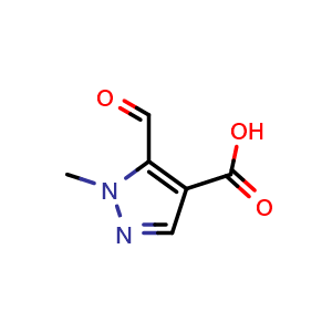Chemical structure of 5-Formyl-1-methyl-1H-pyrazole-4-carboxylic acid , CAS 1368337-66-9, AChemBlock X179928