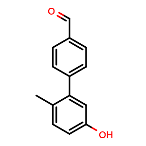 Chemical structure of 5'-Hydroxy-2'-methyl-[1,1'-biphenyl]-4-carbaldehyde , CAS 2764730-85-8, AChemBlock X179935