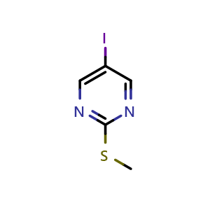 Chemical structure of 5-Iodo-2-(methylthio)pyrimidine , CAS 1598164-50-1, AChemBlock X179941