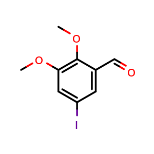 Chemical structure of 5-Iodo-2,3-dimethoxybenzaldehyde , CAS 7396-66-9, AChemBlock X179946