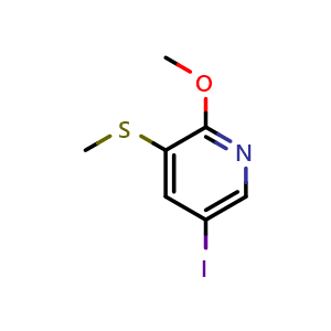 Chemical structure of 5-Iodo-2-methoxy-3-(methylthio)pyridine , CAS 2807445-48-1, AChemBlock X179949