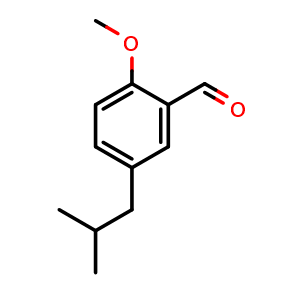 Chemical structure of 5-Isobutyl-2-methoxybenzaldehyde , CAS 85943-28-8, AChemBlock X179955