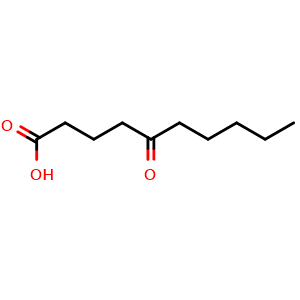 Chemical structure of 5-oxo-1-decanoic acid , CAS 624-01-1, AChemBlock X179976