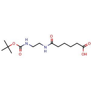 Chemical structure of 6-((2-((tert-Butoxycarbonyl)amino)ethyl)amino)-6-oxohexanoic acid , CAS 1697868-59-9, AChemBlock X179983