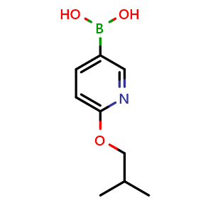 Chemical structure of 6-(2-methylpropoxy)pyridine-3-boronic acid , CAS 2406206-23-1, AChemBlock X179989
