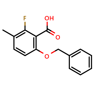 Chemical structure of 6-(Benzyloxy)-2-fluoro-3-methylbenzoic acid , CAS 2432848-69-4, AChemBlock X180000