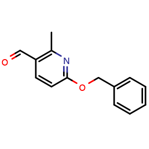 Chemical structure of 6-(Benzyloxy)-2-methylnicotinaldehyde , CAS 1355201-55-6, AChemBlock X180002