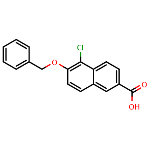 Chemical structure of 6-(Benzyloxy)-5-chloro-2-naphthoic acid , CAS 2764729-71-5, AChemBlock X180004