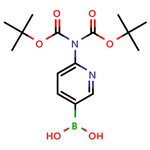 Chemical structure of 6-(Bis(tert-butoxycarbonyl)amino)pyridin-3-ylboronic acid , CAS 1229653-05-7, AChemBlock X180005