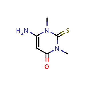 Chemical structure of 6-amino-1,3-dimethyl-2-sulfanylidenepyrimidin-4-one , CAS 3120-52-3, AChemBlock X180018
