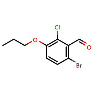 Chemical structure of 6-Bromo-2-chloro-3-propoxybenzaldehyde , CAS 2807443-90-7, AChemBlock X180026