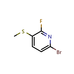 Chemical structure of 6-bromo-2-fluoro-3-(methylthio)pyridine , CAS 2734775-34-7, AChemBlock X180031