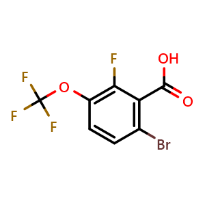 Chemical structure of 6-Bromo-2-fluoro-3-(trifluoromethoxy)benzoic acid , CAS 524674-71-3, AChemBlock X180033