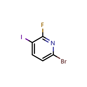 Chemical structure of 6-Bromo-2-fluoro-3-iodopyridine , CAS 1599474-54-0, AChemBlock X180034