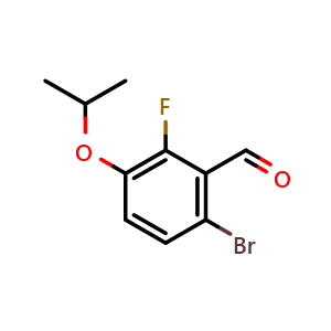 Chemical structure of 6-Bromo-2-fluoro-3-isopropoxybenzaldehyde , CAS 2413441-10-6, AChemBlock X180035