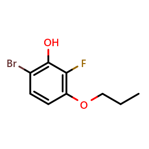 Chemical structure of 6-bromo-2-fluoro-3-propoxyphenol , CAS 1783855-79-7, AChemBlock X180040