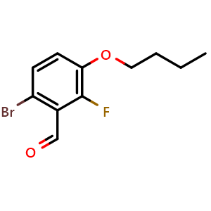 Chemical structure of 6-Bromo-3-butoxy-2-fluorobenzaldehyde , CAS 2357179-66-7, AChemBlock X180048