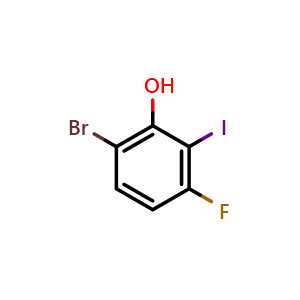 Chemical structure of 6-Bromo-3-fluoro-2-iodophenol , CAS 1805191-96-1, AChemBlock X180054
