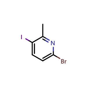 Chemical structure of 6-Bromo-3-iodo-2-methylpyridine , CAS 1065483-59-1, AChemBlock X180056