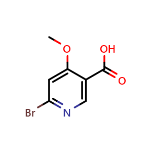 Chemical structure of 6-bromo-4-methoxypyridine-3-carboxylic acid , CAS 1060805-14-2, AChemBlock X180059
