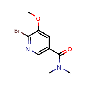 Chemical structure of 6-bromo-5-methoxy-N,N-dimethylnicotinamide , CAS 2058320-39-9, AChemBlock X180061