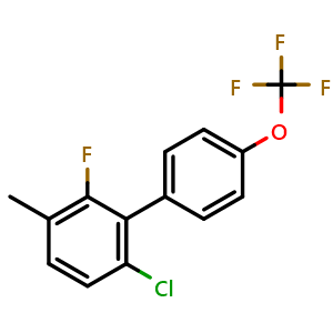 Chemical structure of 6-Chloro-2-fluoro-3-methyl-4'-(trifluoromethoxy)-1,1'-biphenyl , CAS 2807440-28-2, AChemBlock X180086