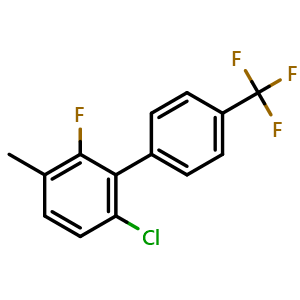 Chemical structure of 6-Chloro-2-fluoro-3-methyl-4'-(trifluoromethyl)-1,1'-biphenyl , CAS 2807471-13-0, AChemBlock X180087
